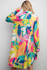 Leaf Print Challis Shirt Dress