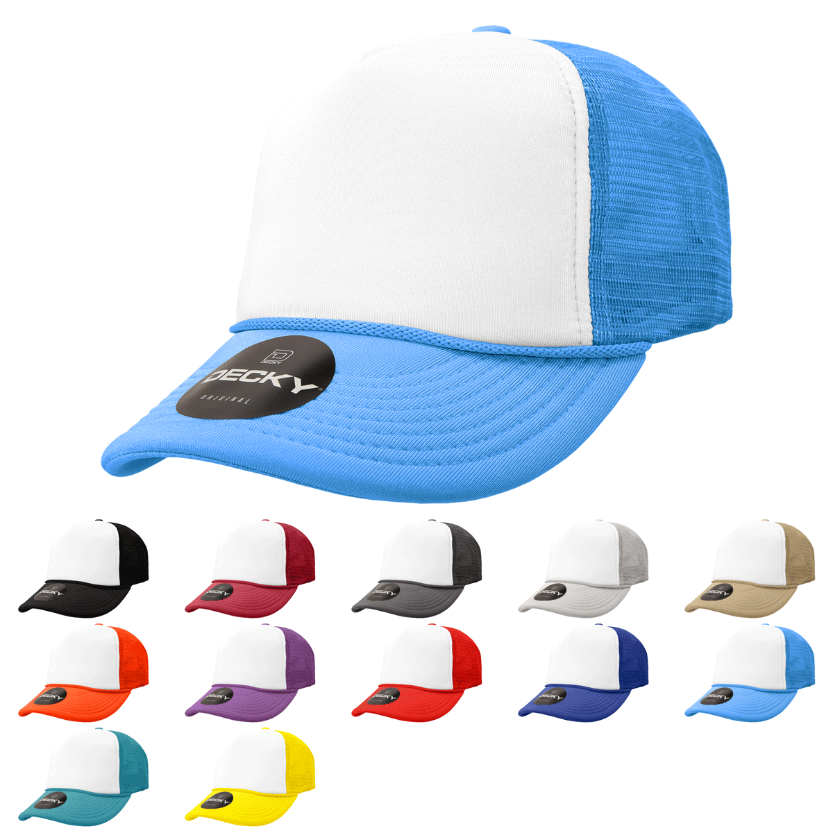 Blank Trucker Foam Mesh 2-Tone Hats - Decky 210/6025