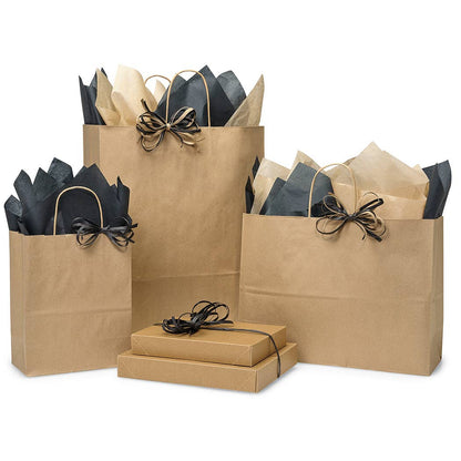 Brown Kraft Paper Shopping Bags: Cub 8x4.75x10" / 250 Pack