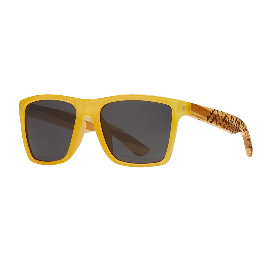 Everest - Yellow/Engraved Bamboo / Smoke Polarized Lens