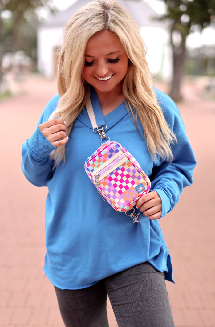 Crossbody Purse- Happy Checkered