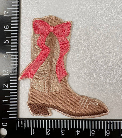 Boot with bow, western patch, cowgirl, cowboy, texas patch