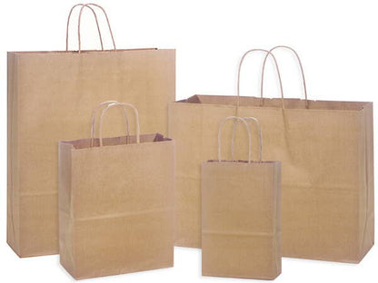 Brown Kraft Paper Shopping Bags: Cub 8x4.75x10" / 250 Pack