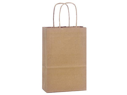 Brown Kraft Paper Shopping Bags: Cub 8x4.75x10" / 250 Pack