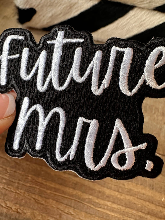 Future Mrs Black and White, Bride patch, wedding patch