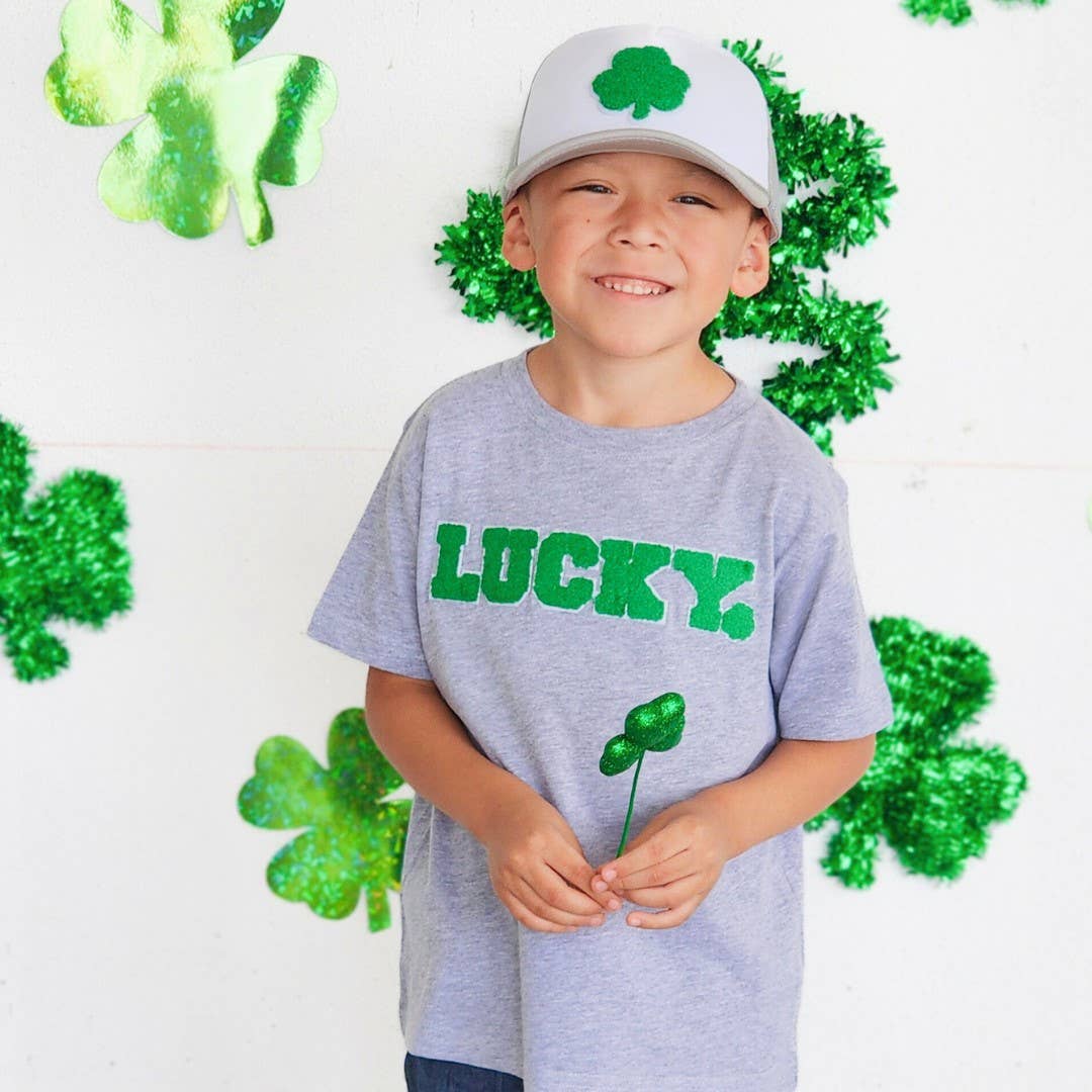 Shamrock Patch St. Patrick's Day Trucker Hat - Gray/White