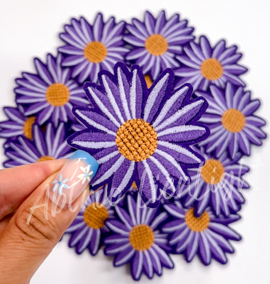 Purple daisy flower hat filler embroidery patch iron on