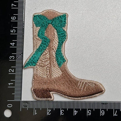 Boot with bow, western patch, cowgirl, cowboy, texas patch