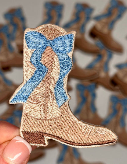 Boot with bow, western patch, cowgirl, cowboy, texas patch