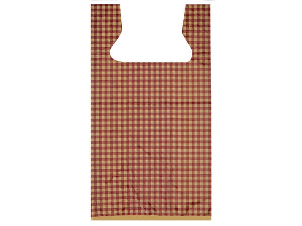 Plastic T Shirt Bag Prints: 1000 Pack / 11.5x6.5x22" / Buffalo Plaid