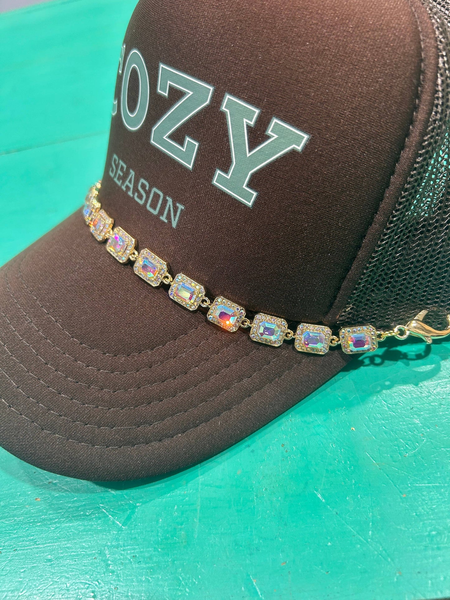 Large Rhinestone Studded Trucker Hat Chain |Hat Bar| Sparkle