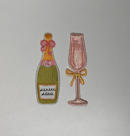 Champagne  Glass, bride patches, drinking patches, wedding