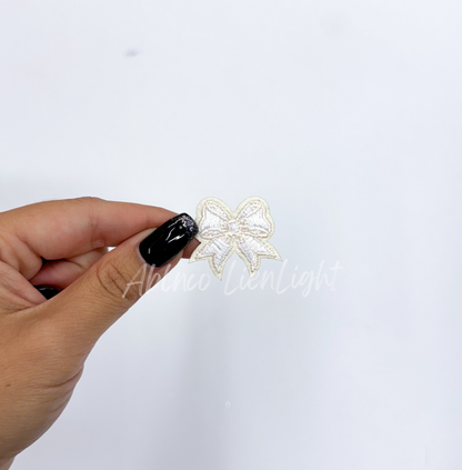 White dainty bow embroidery patch iron on 