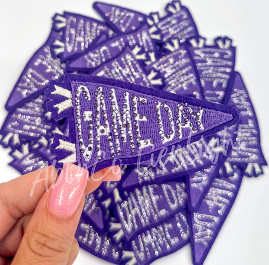 Purple game day rhinestone patch trucker hat patches iron on