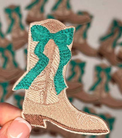 Boot with bow, western patch, cowgirl, cowboy, texas patch