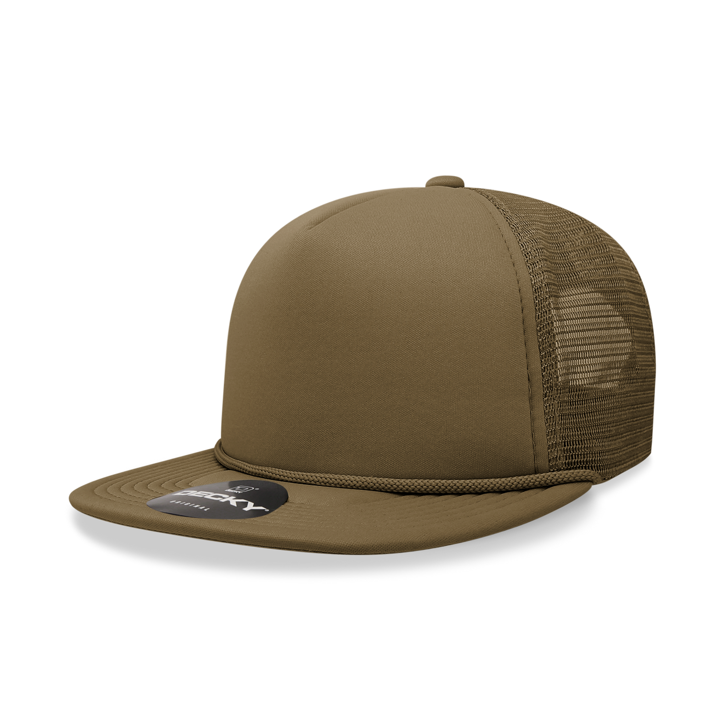 Decky 6026 - Classic 5 Panel Foam Trucker Cap, Flat Bill Hat