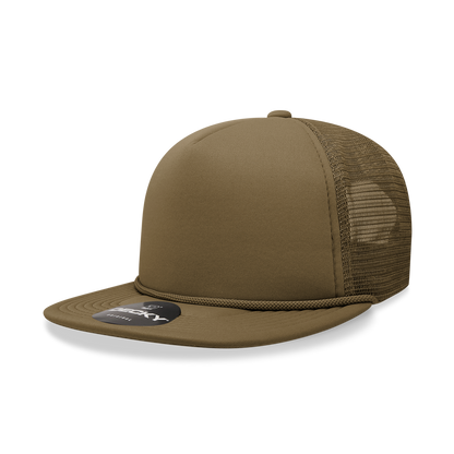 Decky 6026 - Classic 5 Panel Foam Trucker Cap, Flat Bill Hat