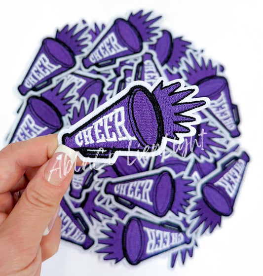 Purple cheer megaphone patch trucker hat patch iron on