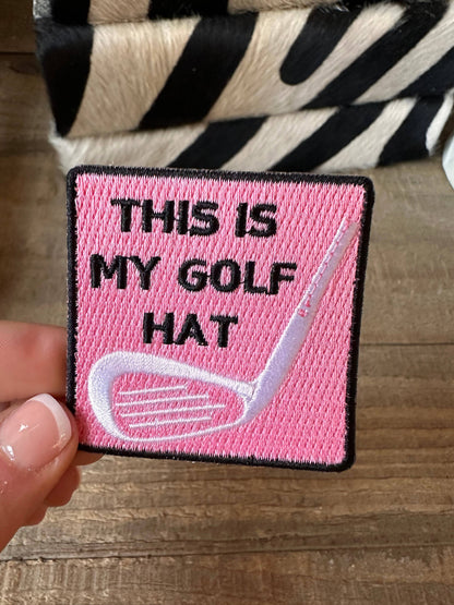 This is my Golf Hat Pink Iron on Patch, iron on hat patch