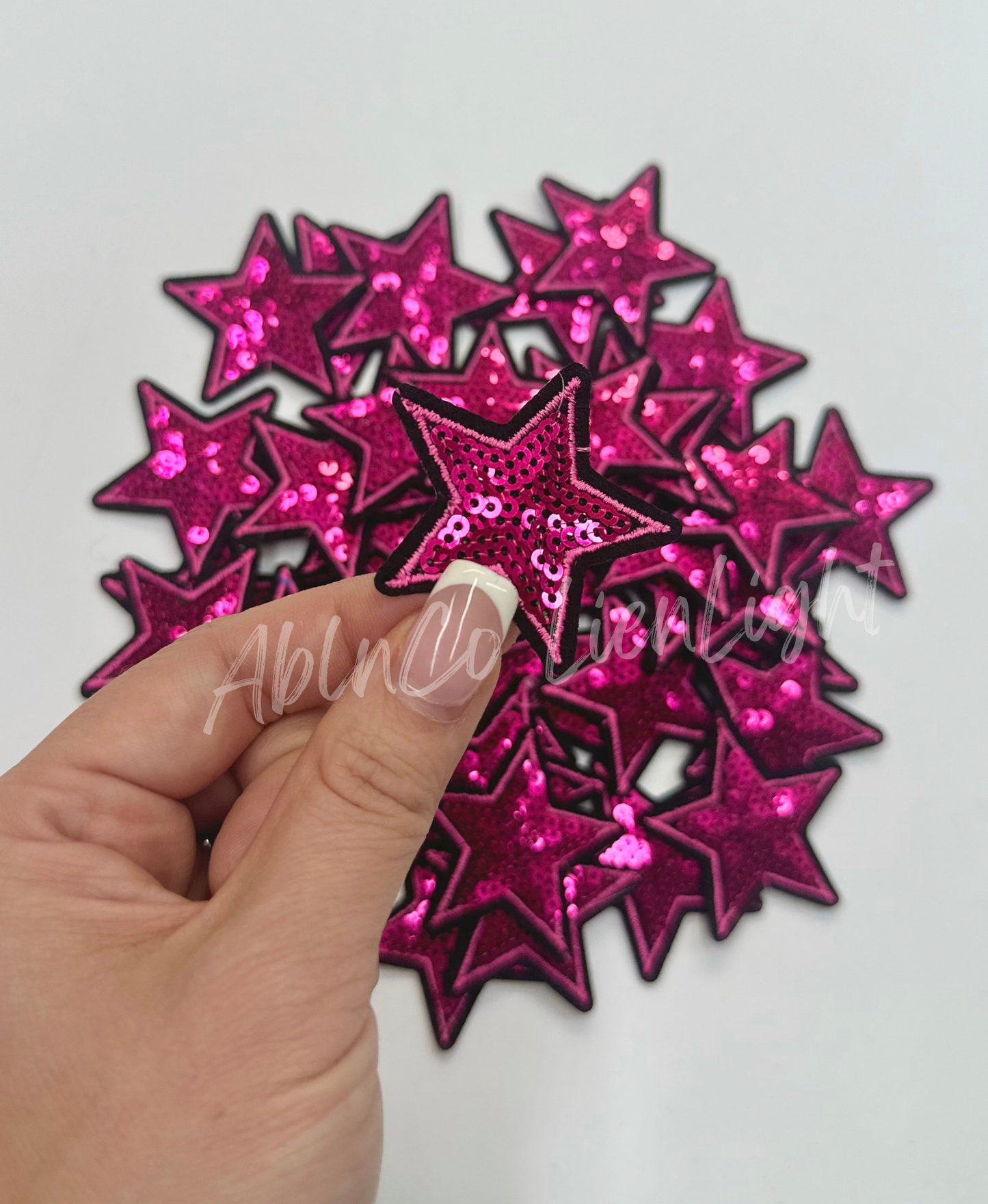 Trucker hat small patches 2” hot pink sequin star iron on