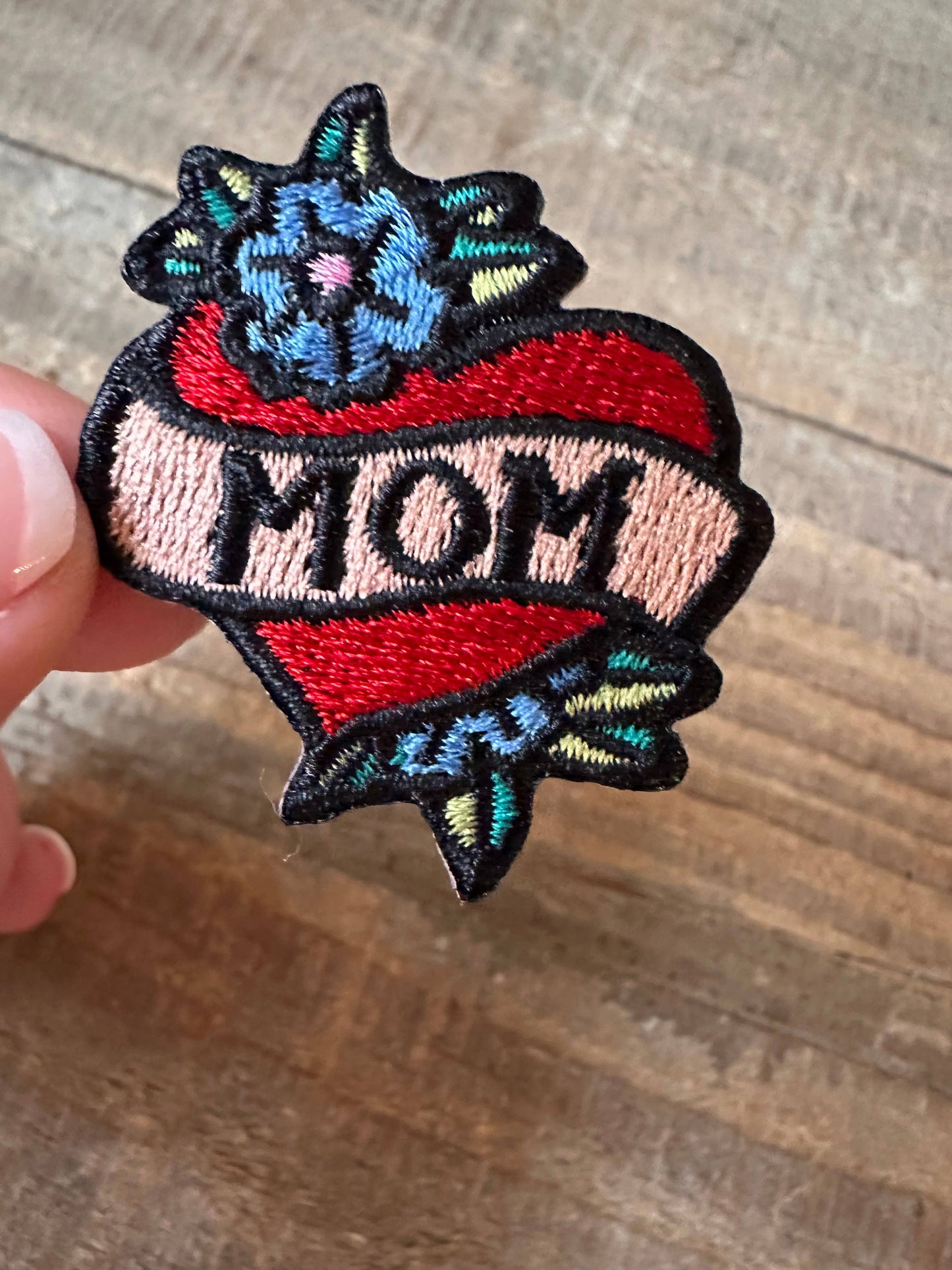 Mom Heart, Mom Iron on Trucker Hat Patch