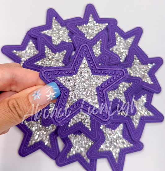 Purple rhinestone star embroidery patch trucker hat patches