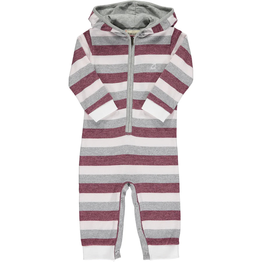 STEFANO hooded romper - RUST/CREAM STRIPE