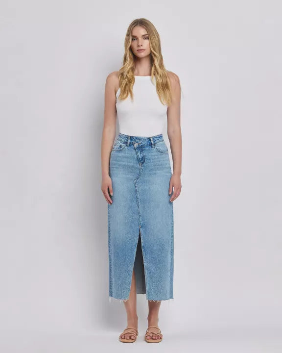 Criss Cross Denim Skirt