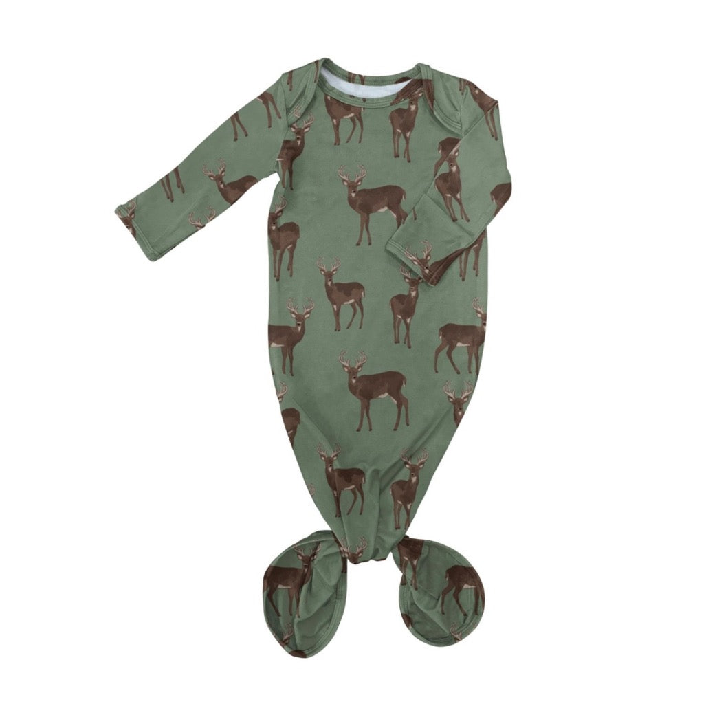 KNOTTED GOWN - DEER 0-3MO