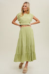 Linen top and skirt SET - LIME