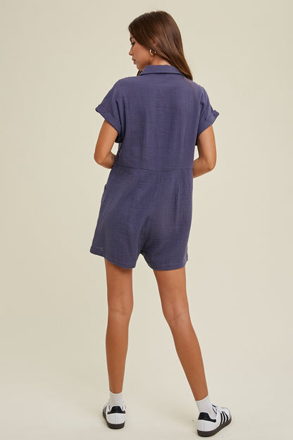 Navy Gauze Romper