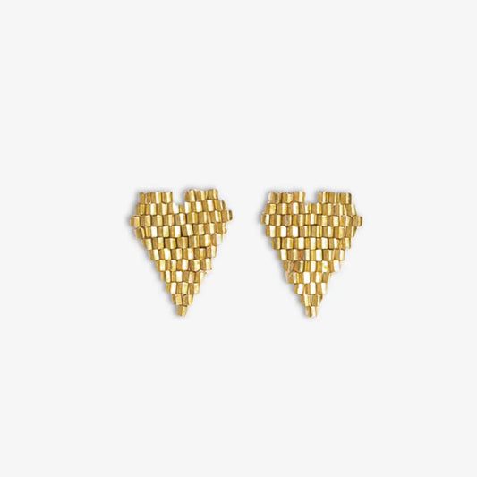 Gold Beaded Heart Shaped Earring