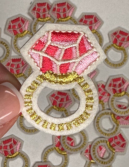 Diamond Ring Pink, wedding Patch, bride patch, ring patch