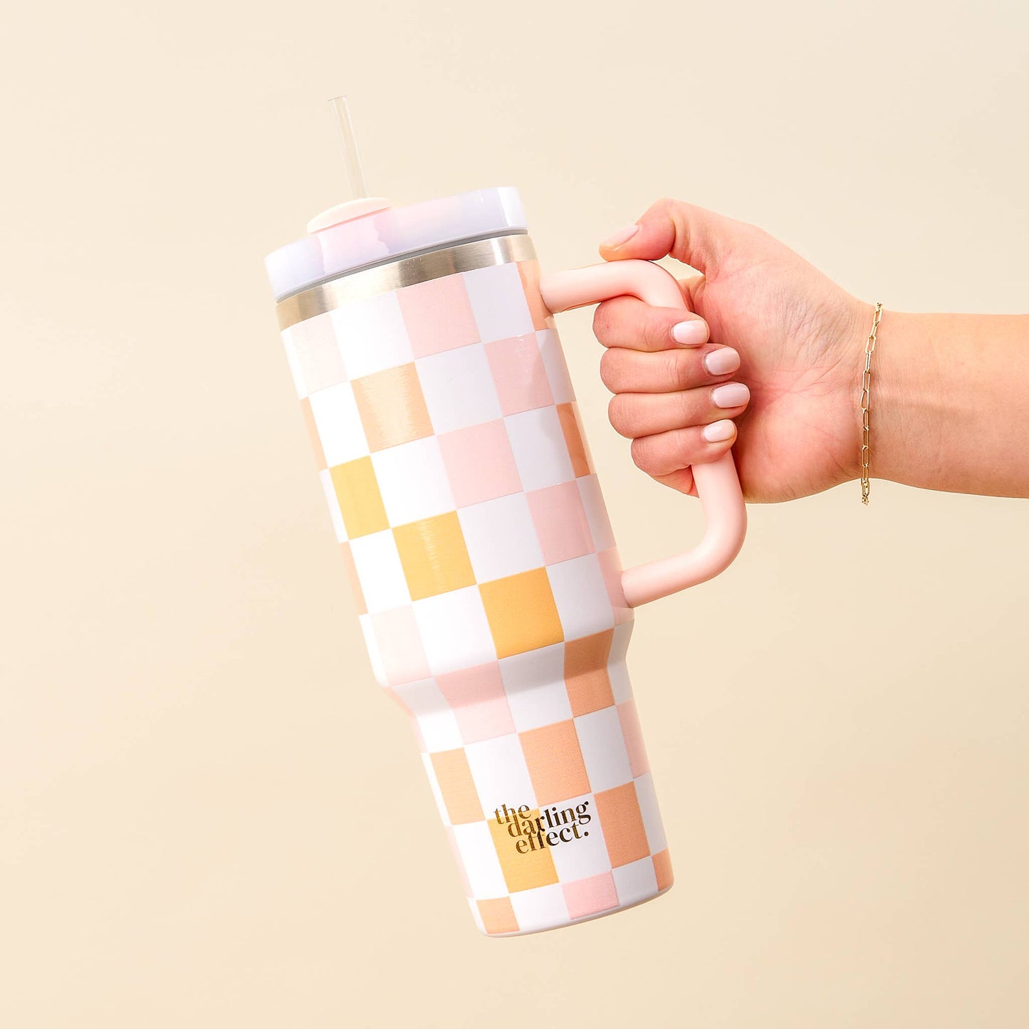 40 oz Take Me Everywhere Tumbler-Check Peach