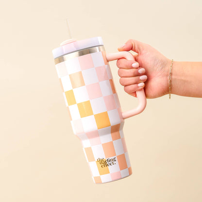 40 oz Take Me Everywhere Tumbler-Check Peach