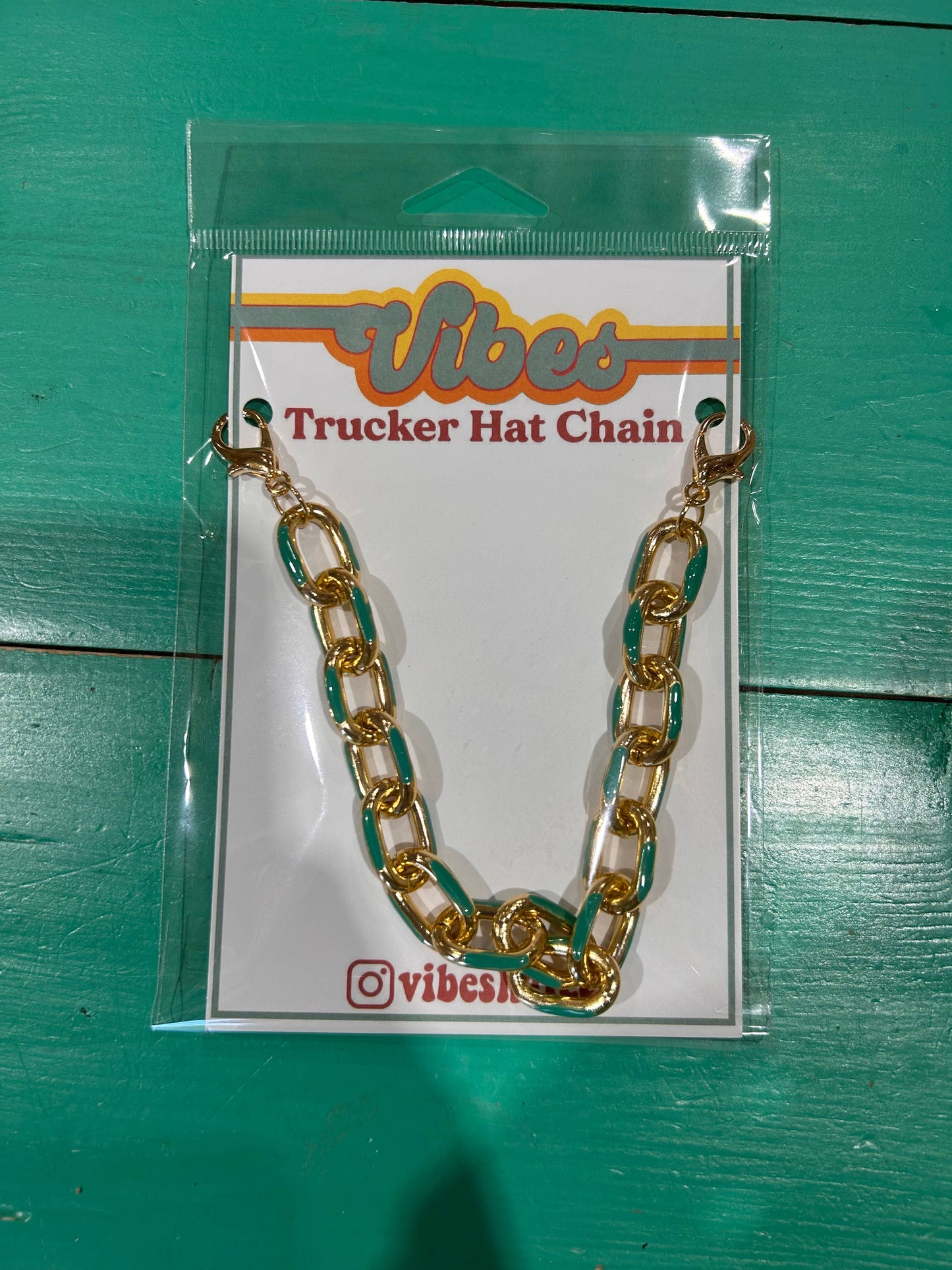 Chunky Teal Enamel Dipped Trucker Chain | Hat Band | Hat Bar