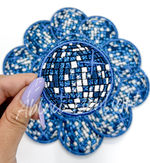 2” Blue glitter disco ball embroidery patch iron on