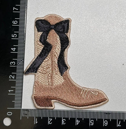 Boot with bow, western patch, cowgirl, cowboy, texas patch