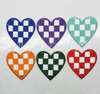 Purple checkered heart patch iron on trucker hat patches 3”