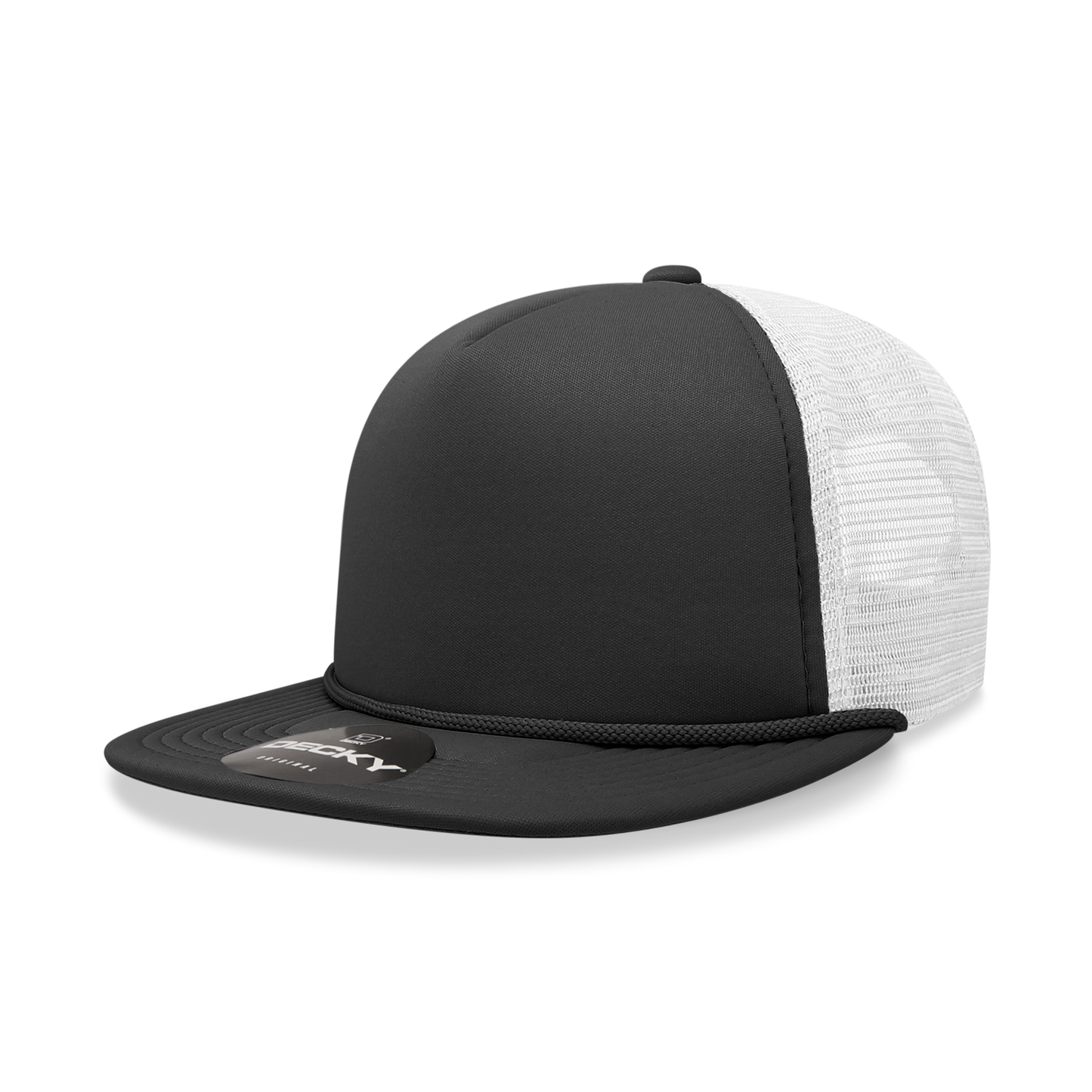 Decky 6026 - Classic 5 Panel Foam Trucker Cap, Flat Bill Hat