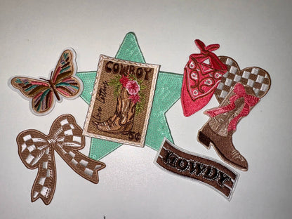 Boot with bow, western patch, cowgirl, cowboy, texas patch