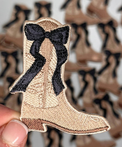 Boot with bow, western patch, cowgirl, cowboy, texas patch