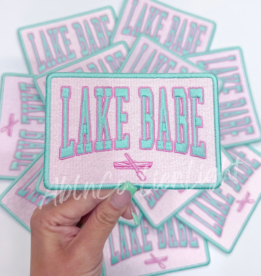 Lake Babe preppy pink embroidery trucker hat iron on patch