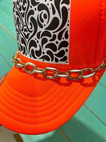 Chunky White Enamel Dipped Trucker Chain | Hat Band |