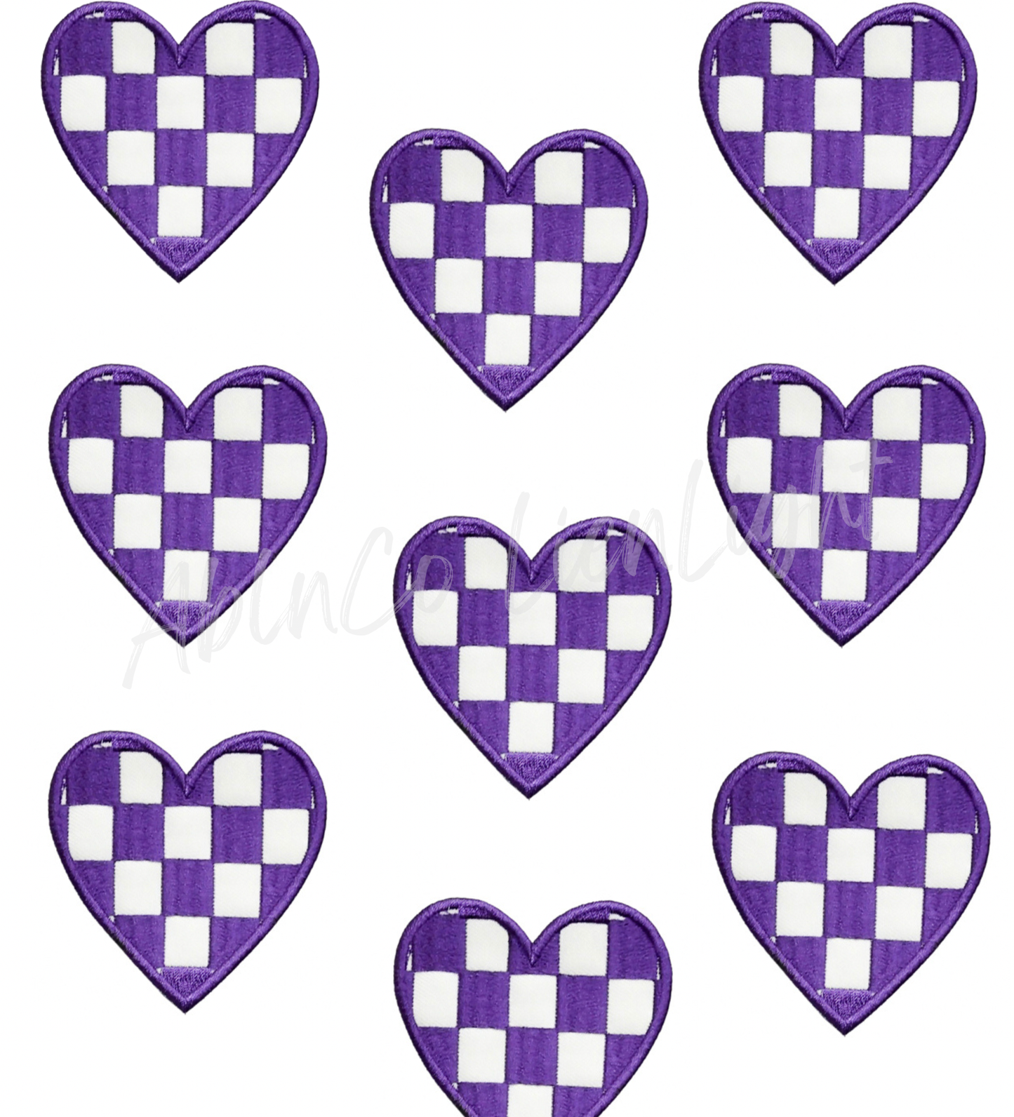 Purple checkered heart patch iron on trucker hat patches 3”