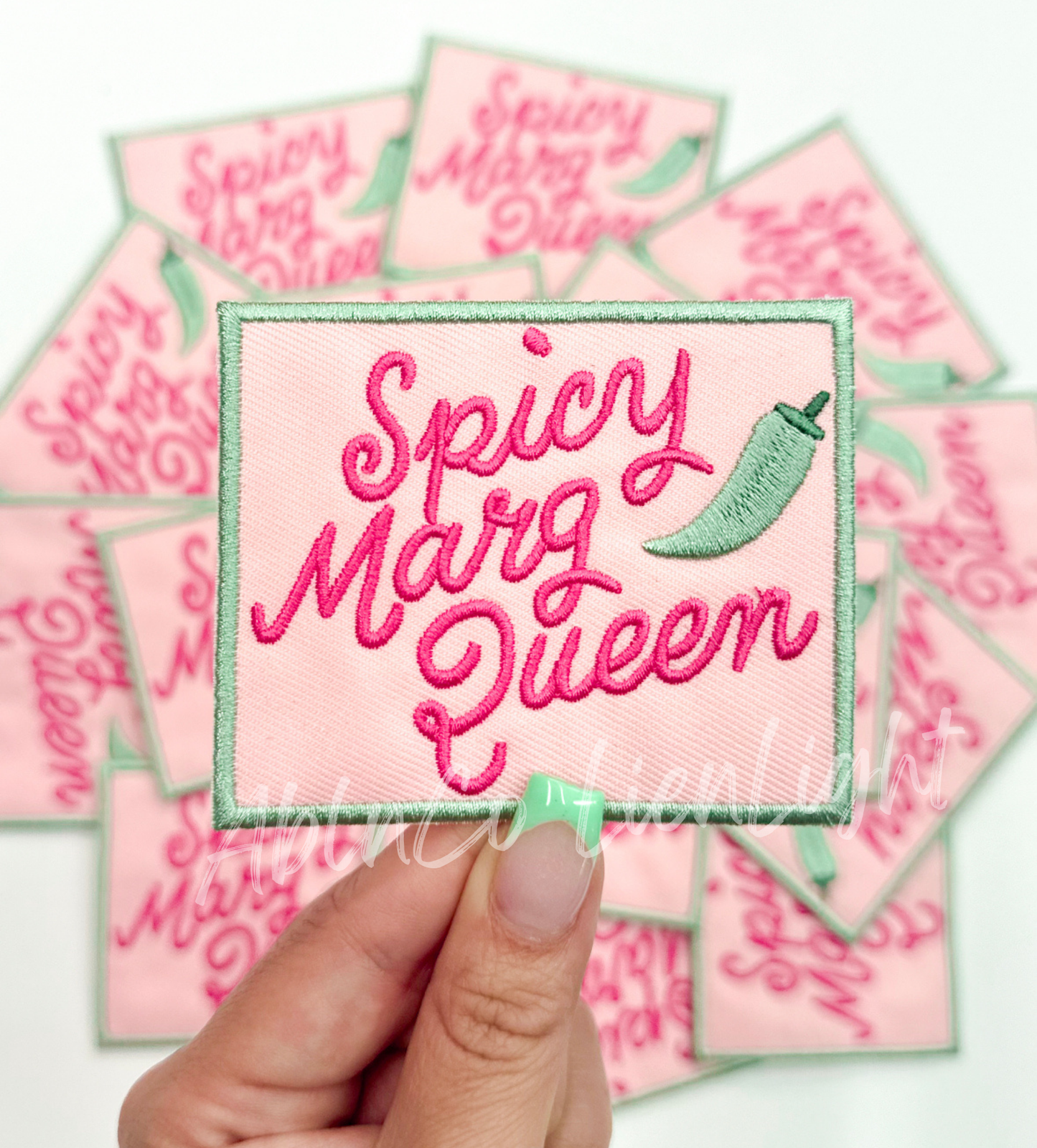 Spicy marg queen pink embroidery trucker hat patch iron on