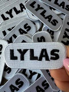 Lylas Black on White patch Cute hat patch