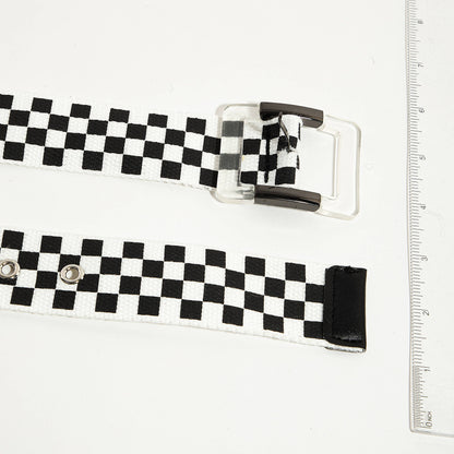 Black White Checkered Fashion Belt: BW