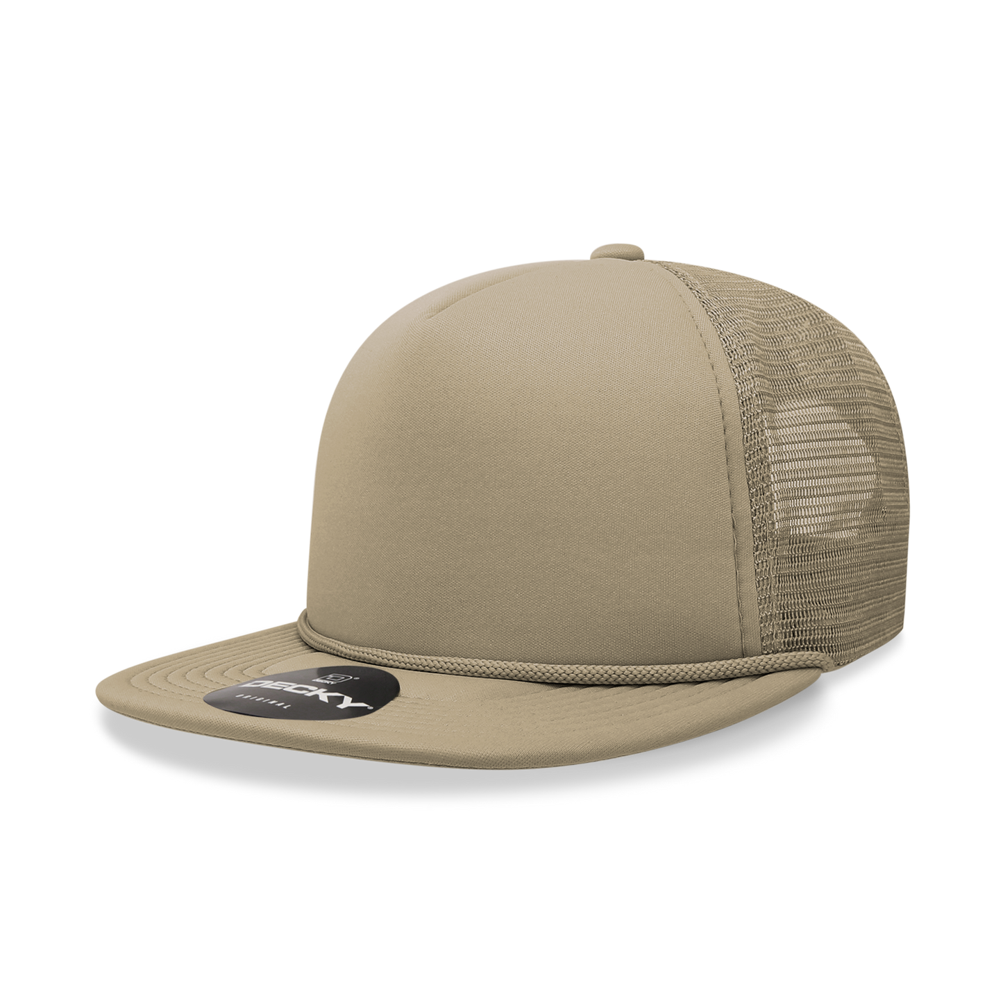 Decky 6026 - Classic 5 Panel Foam Trucker Cap, Flat Bill Hat