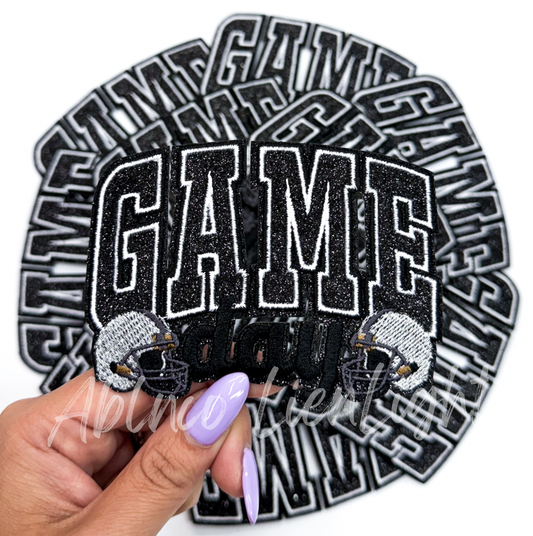 Black game day football helmet patch iron on